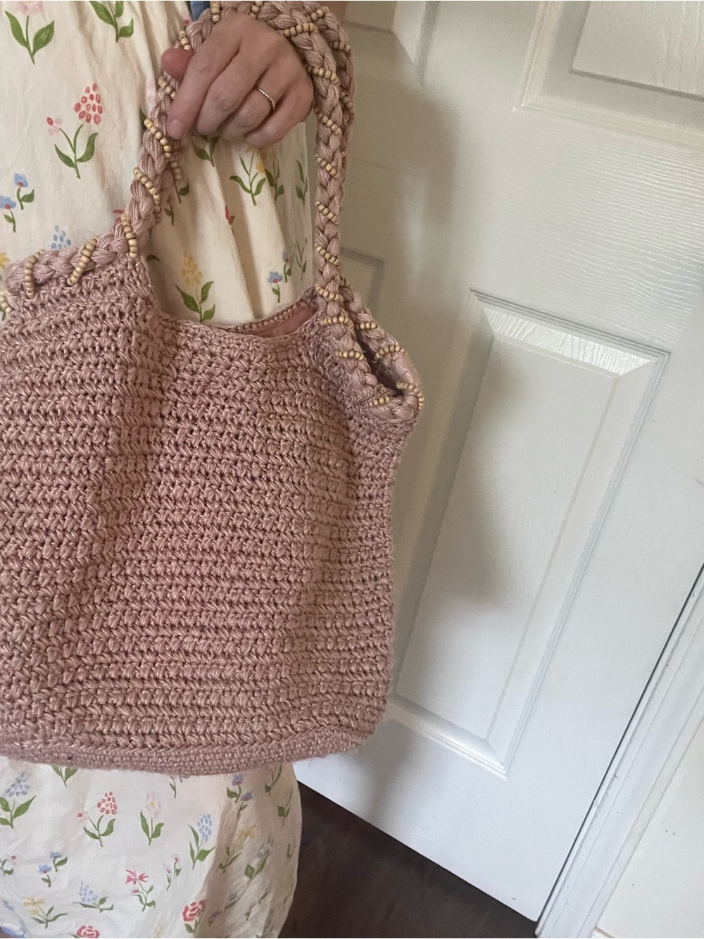 The Sak Dusty Pink Handcrafted Crochet Shoulder Bag - Picture 2 of 2